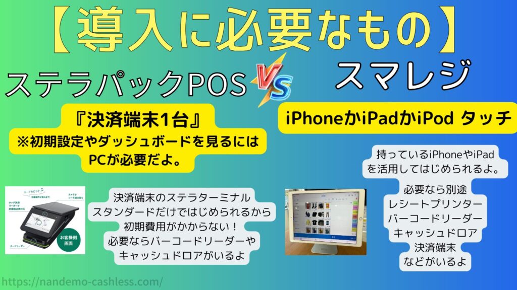ステラパックPOSとスマレジ導入に必要なもの比較