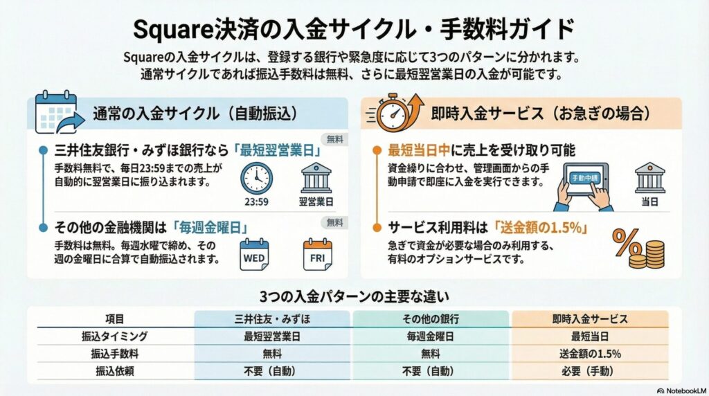 スクエアの入金サイクル